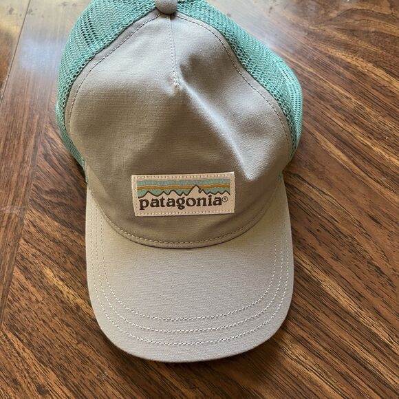 Patagonia Hat Cap Snap Back Gray Blue Mountains Trucker Outdoors Baseball Mens - Picture 1 of 9